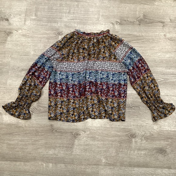NWT CHELSEA & THEODORE FLORAL CHIFFON PATCHWORK BLOUSE TOP S ANTHROPOLOGIE - Picture 5 of 5